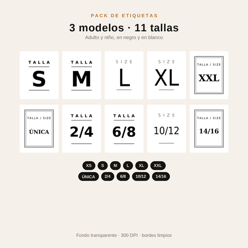 Pack de Etiquetas · Talla y Cuidado