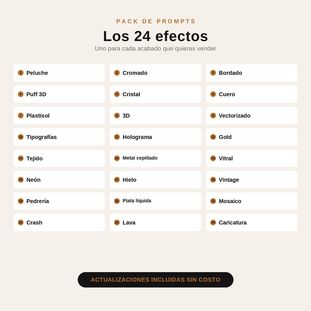Pack de Prompts · 24 Efectos con IA