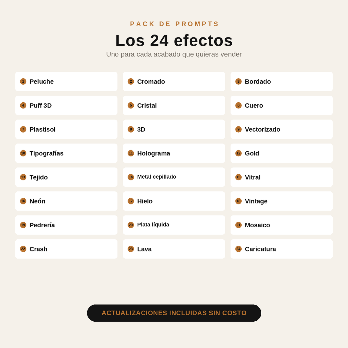 Pack de Prompts · 24 Efectos con IA